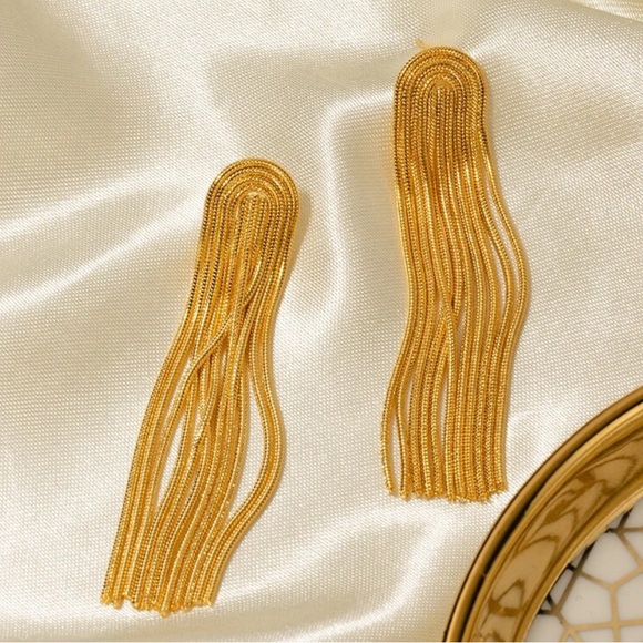 💫Gold Plated earrings Drop earrings Tassel earrings - Picture 2 of 5
